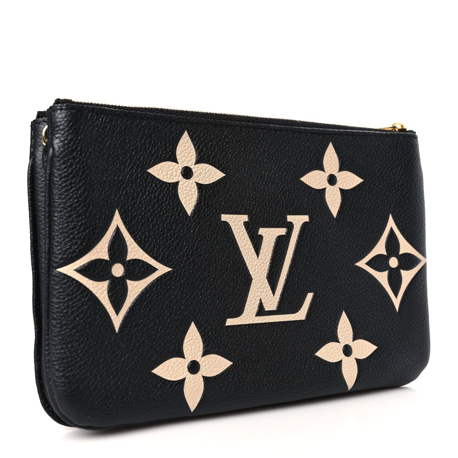 Louis Vuitton Empreinte Monogram Giant Double Zip Pochette Black Cream 3 of 9