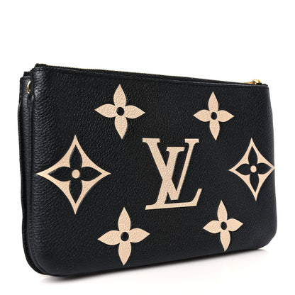 Louis Vuitton Empreinte Monogram Giant Double Zip Pochette Black Cream 3 of 9