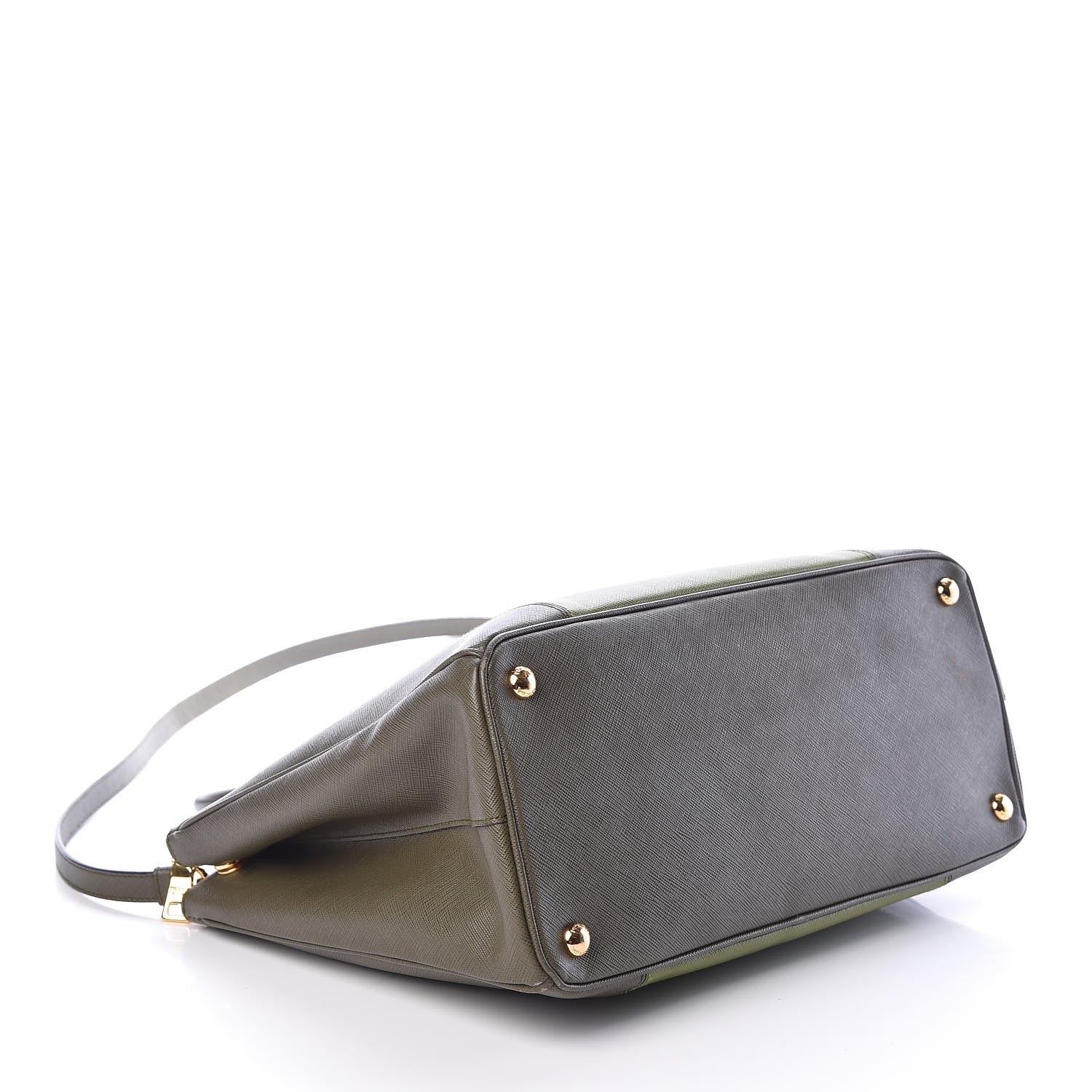 Prada Saffiano Lux Colorblock Medium Galleria Double Zip Tote Edera Militare 4 of 10