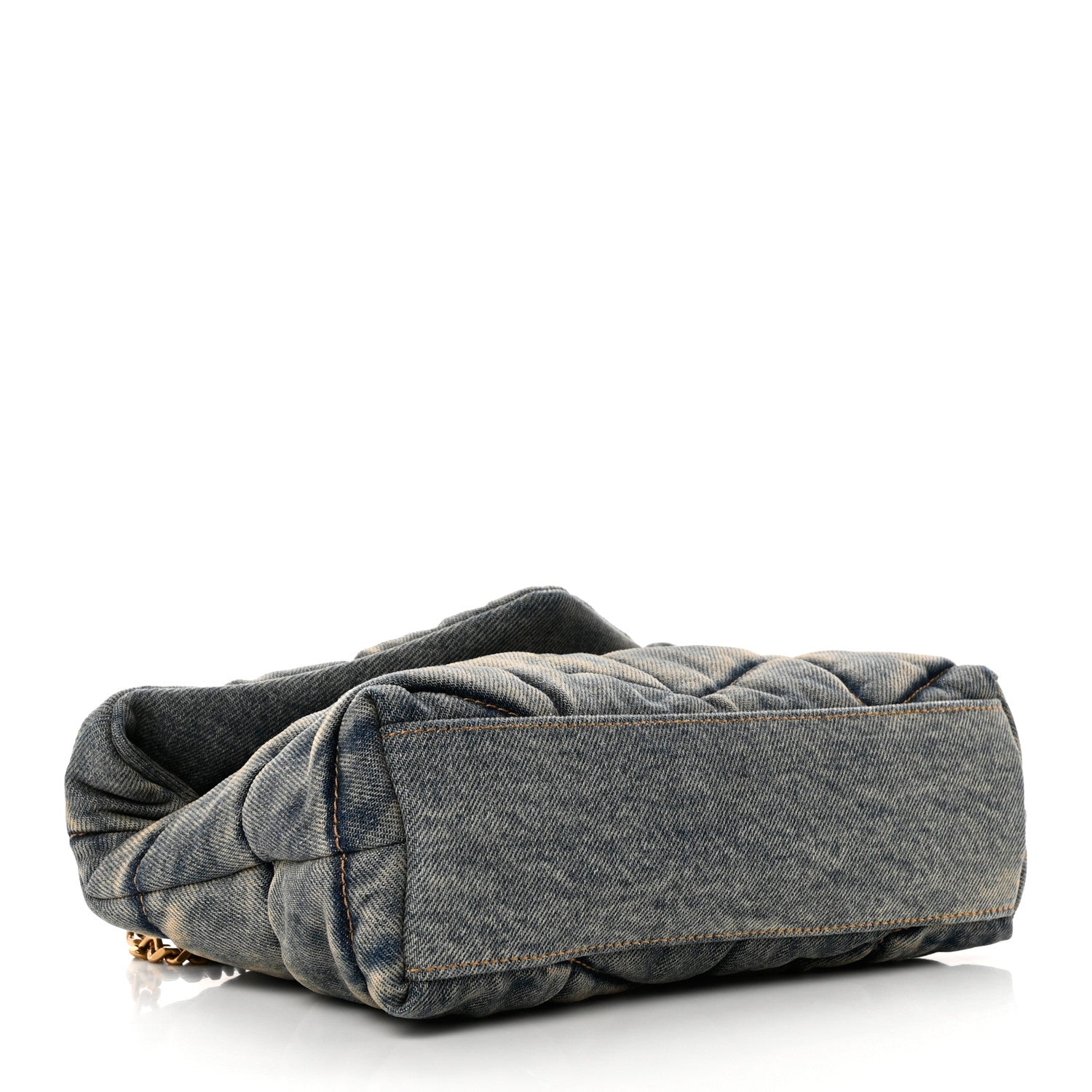 Saint Laurent Denim Quilted Toy Loulou Puffer Monogram Chain Satchel Blue Black 4 of 8