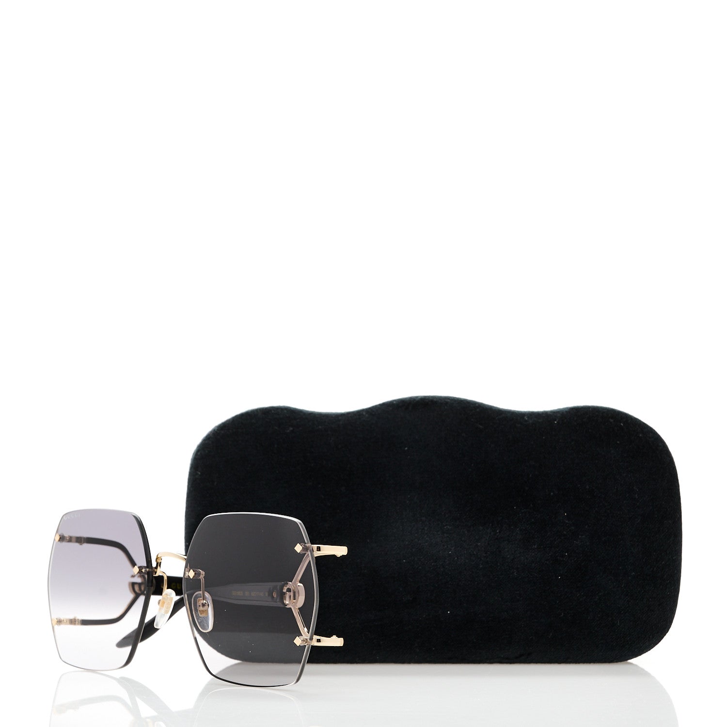 Gucci Metal Diapason Rimless Geometric Sunglasses GG1562S Black 8 of 8