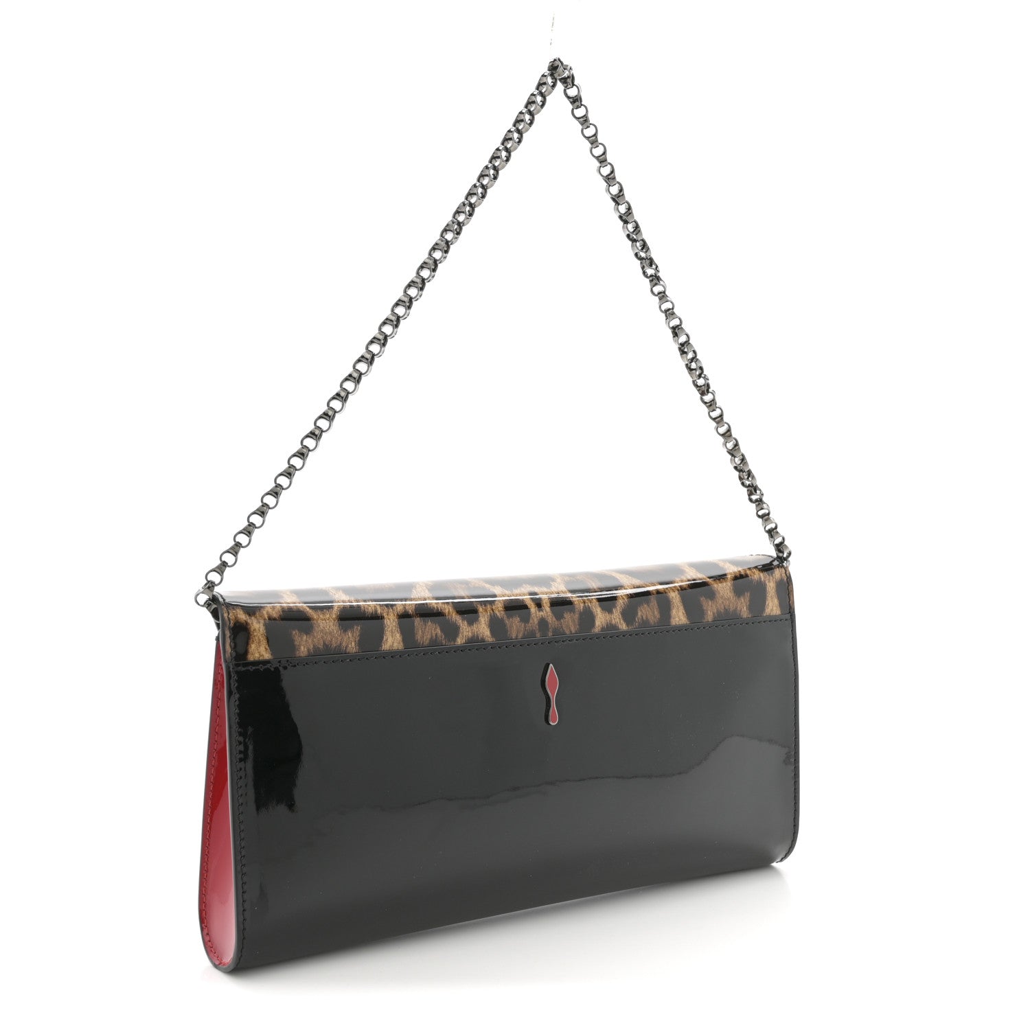 Christian Louboutin Patent Leopard Vero Dodat Clutch Brown 3 of 12