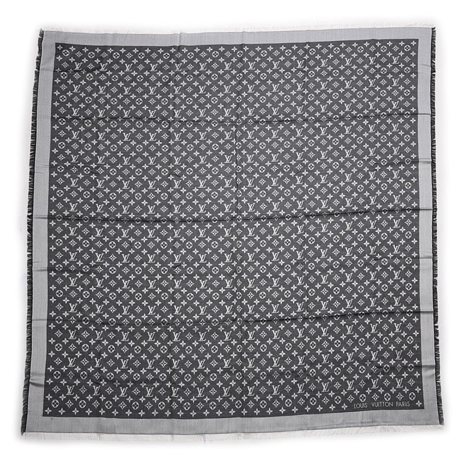 Louis Vuitton Wool Silk Monogram Denim Shawl Black 1 of 4