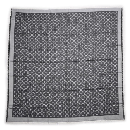 Louis Vuitton Wool Silk Monogram Denim Shawl Black 1 of 4