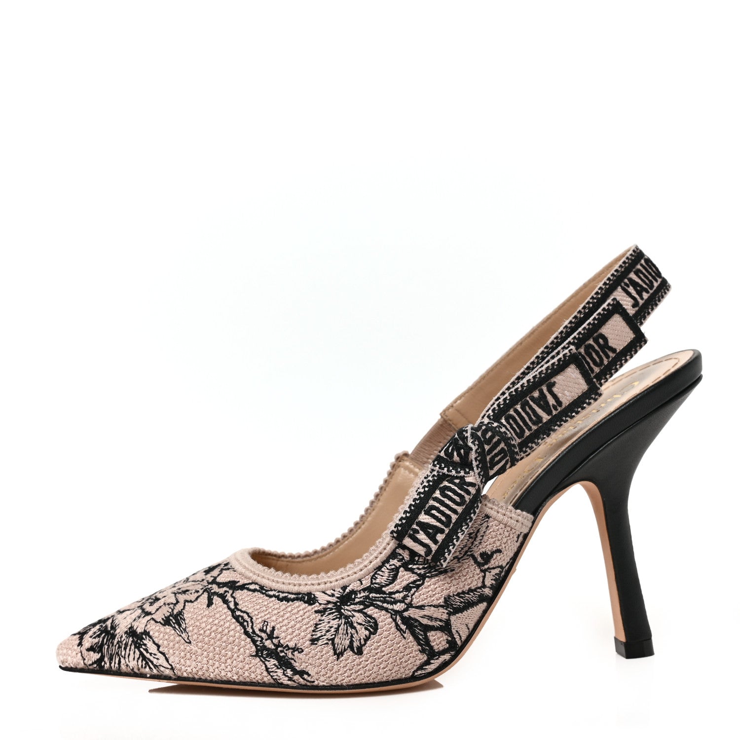 Christian Dior Canvas Jardin Botanique Embroidered J'Adoir Slingback 100mm Pumps 36 Black Nude 1 of 9