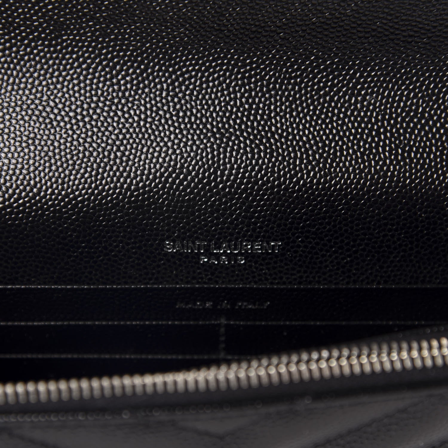 Saint Laurent Grain De Poudre Matelasse Chevron Monogram Envelope Chain Wallet Black 8 of 10
