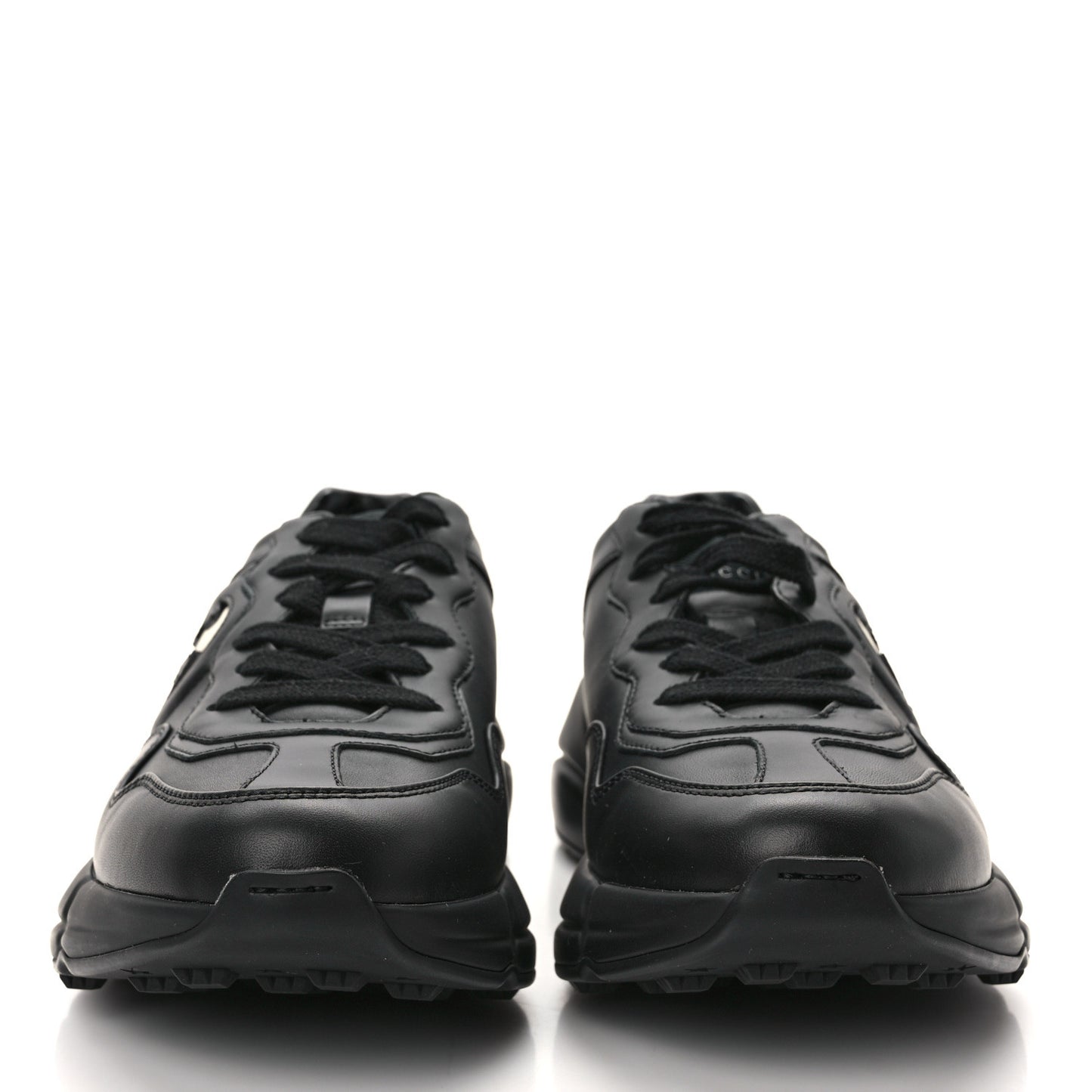 Dali Soft Calfskin Cut Out Interlocking G Womens Rhyton Sneakers 37.5 Black Ivoire