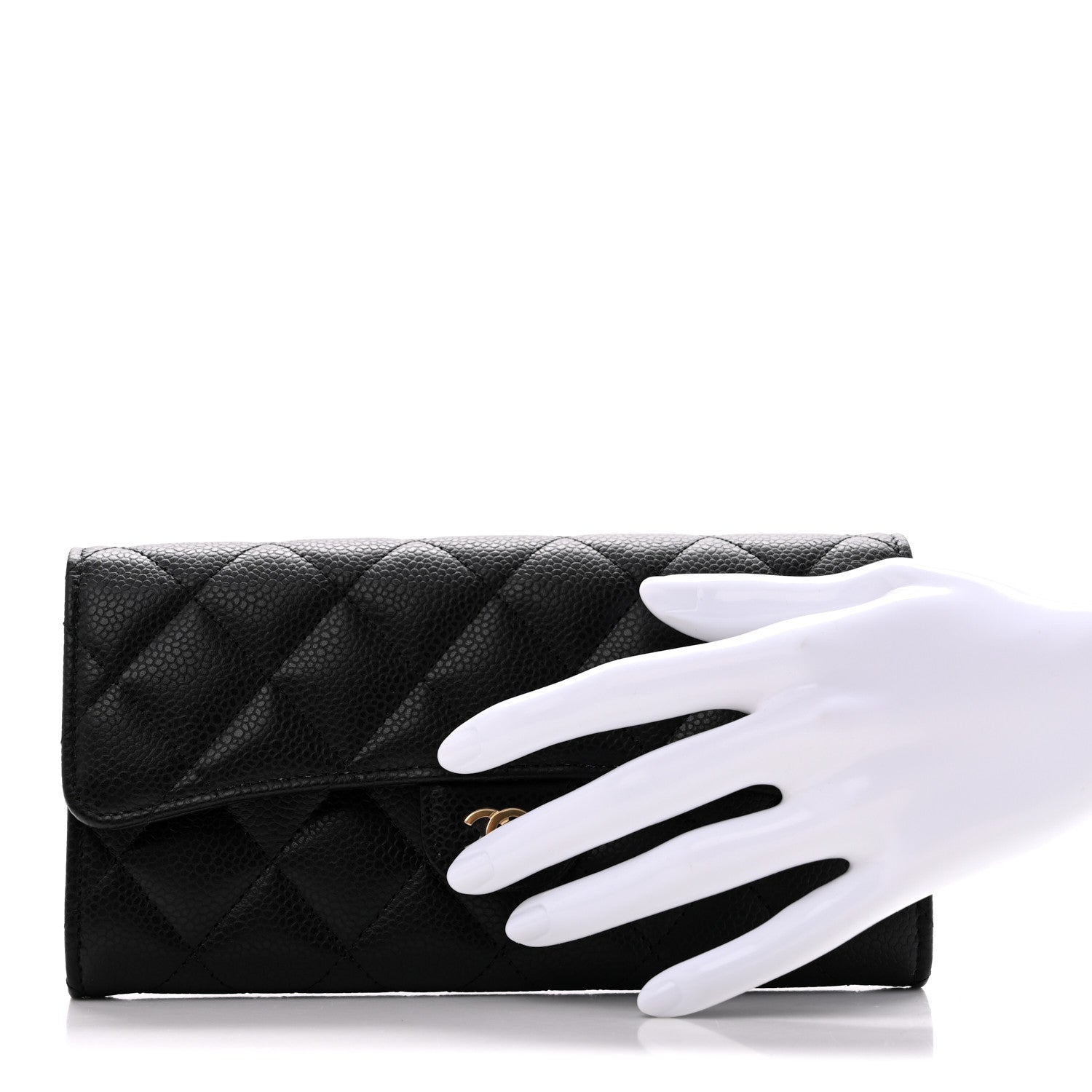 Chanel Caviar Quilted Large Gusset Flap Wallet Black 2 of 11