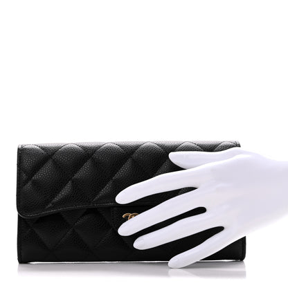 Chanel Caviar Quilted Large Gusset Flap Wallet Black 2 of 11