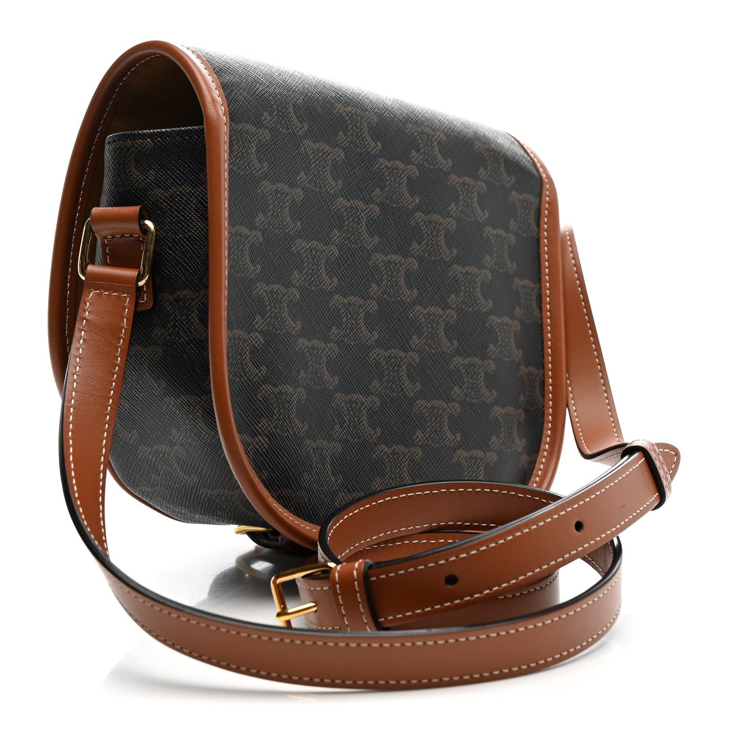 Celine Triomphe Canvas Medium Folco Bag Tan 3 of 15