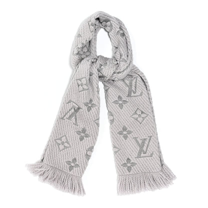 Louis Vuitton Wool Silk Logomania Scarf Pearl Grey 1 of 3