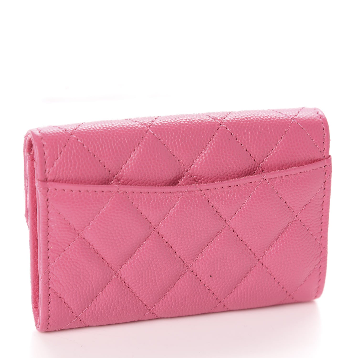 Chanel Caviar Quilted Flap Card Holder Wallet Pink 3 of 9