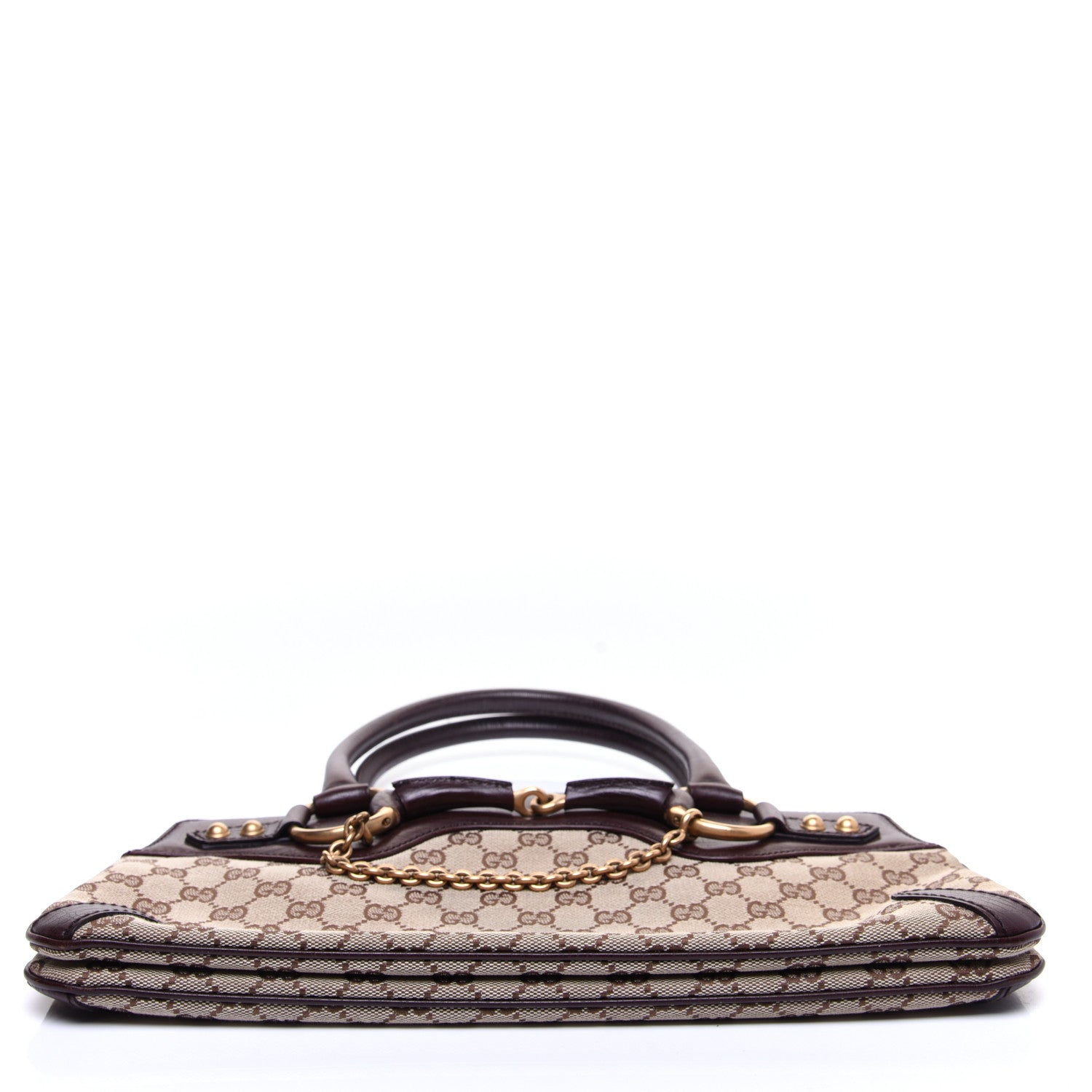 Gucci Monogram Horsebit Chain Shoulder Bag Brown 10 of 12