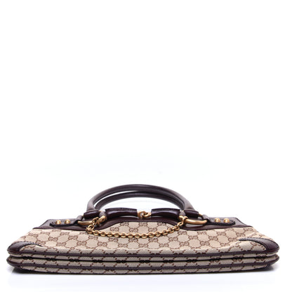 Gucci Monogram Horsebit Chain Shoulder Bag Brown 10 of 12