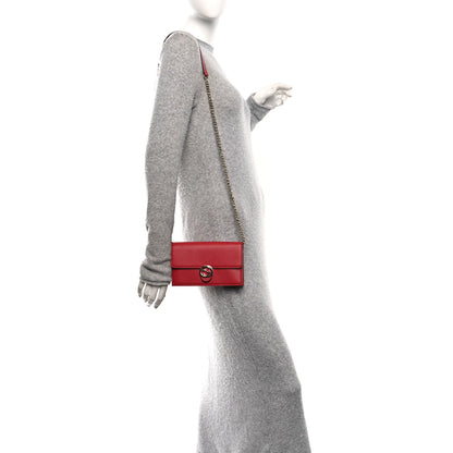 Gucci Dollar Calfskin Interlocking G Chain Wallet Red 2 of 9