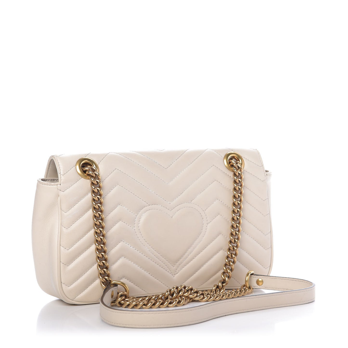 Calfskin Matelasse Small GG Marmont Shoulder Bag White