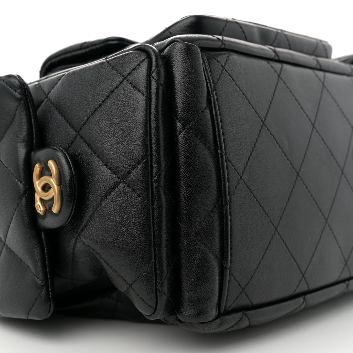 Shiny Lambskin Quilted Maxi Trendy Pockets Hobo Black