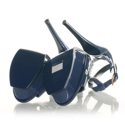 Saint Laurent Patent Tribute 105 Platform Sandals 36 Navy 4 of 6