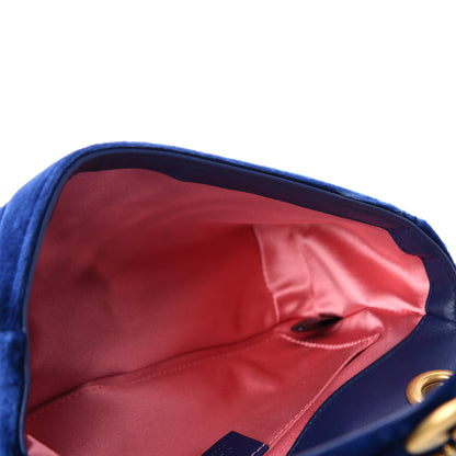 Gucci Velvet Matelasse Mini GG Marmont Shoulder Bag Cobalt Blue 5 of 10