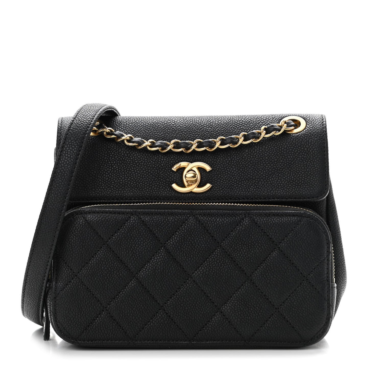 Caviar Quilted Small Business Affinity Messenger Flap Black