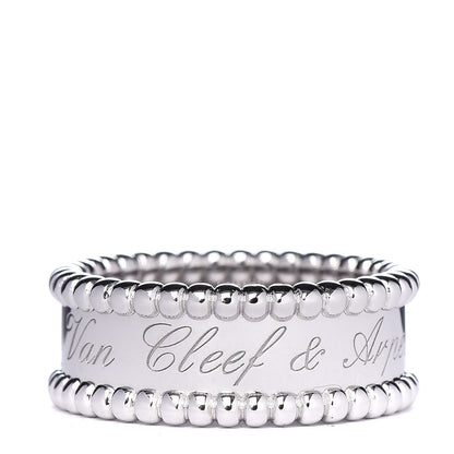 Van Cleef & Arpels 18K White Gold Perlee Signature Ring 53 6.25 1 of 5