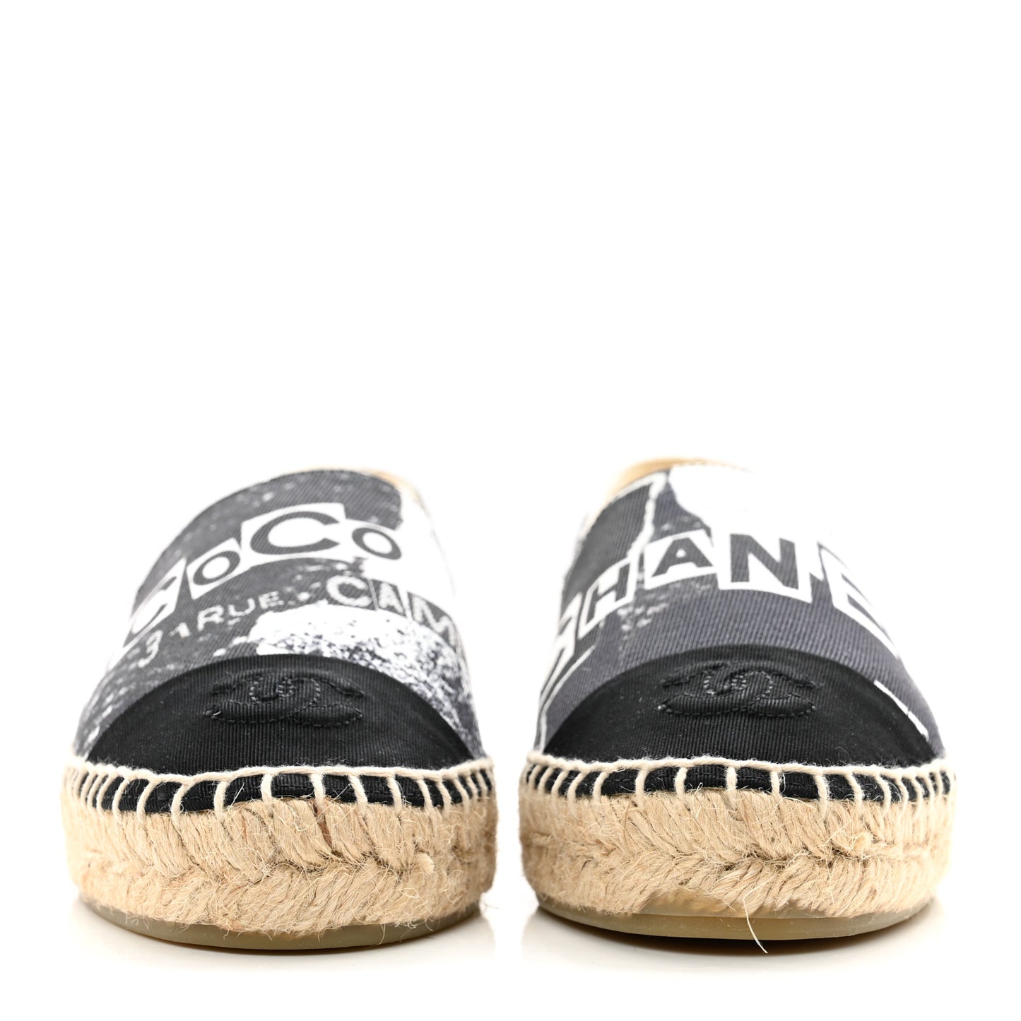 Printed Canvas Grosgrain 31 Rue Cambon Espadrilles 36 Black White