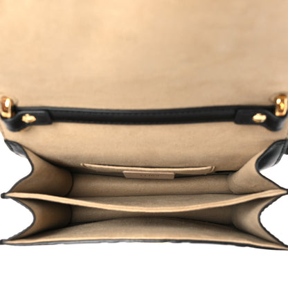 Fendi Vitello Liberty Bi-Color FF 1974 Embossed Small Kan U Shoulder Bag Maya Black 5 of 9