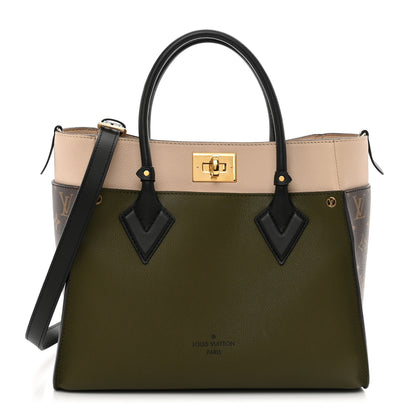 Louis Vuitton Calfskin Monogram On My Side MM Laurier Green Toffee Latte Beige 1 of 9