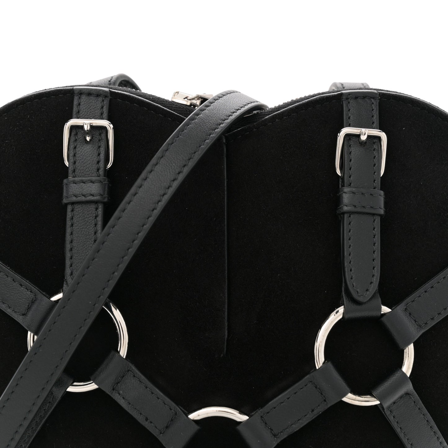 Suede Goatskin Harness Le Coeur Bag Black