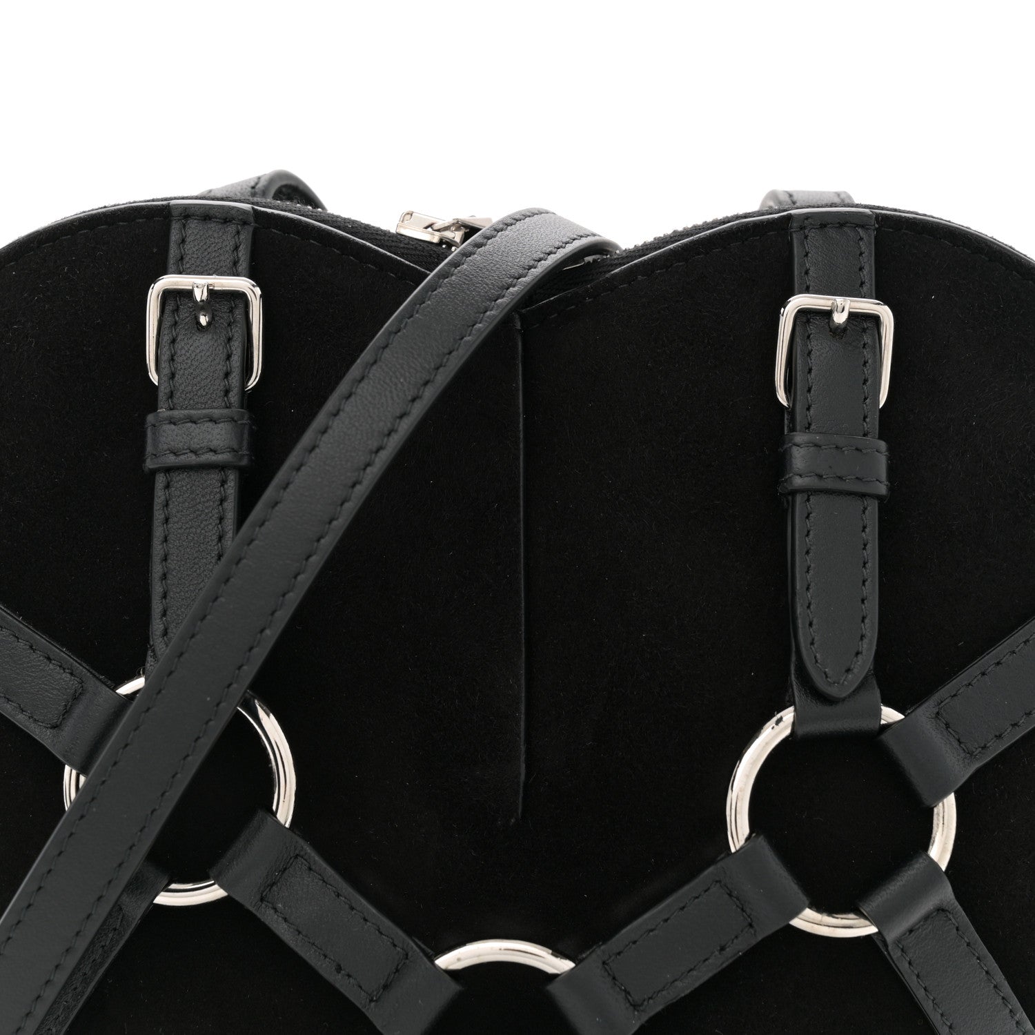 Alaia Suede Goatskin Harness Le Coeur Bag Black 7 of 10
