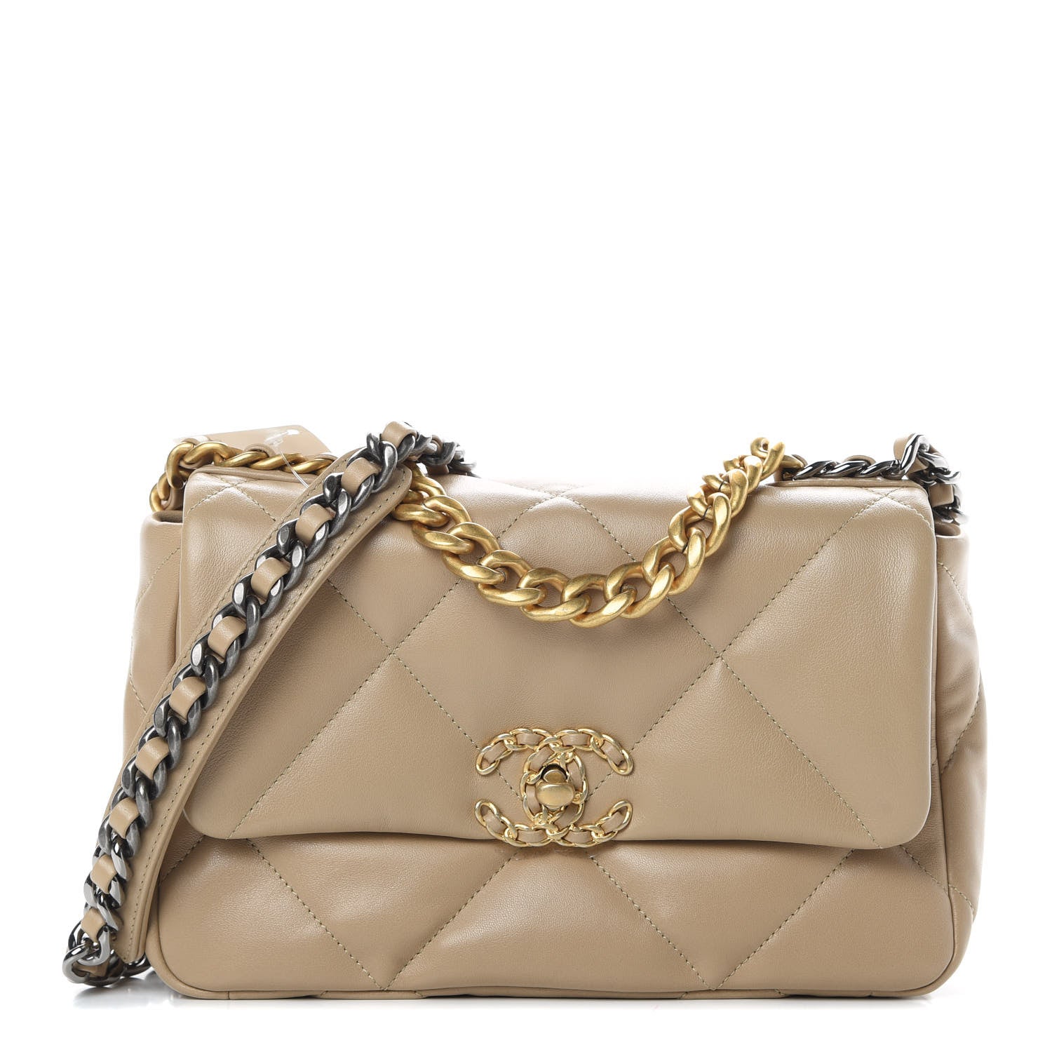 Chanel Lambskin Quilted Medium Chanel 19 Flap Beige 1 of 11