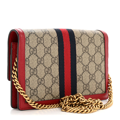 Gucci GG Supreme Monogram Web Queen Margaret Chain Wallet Red 3 of 11