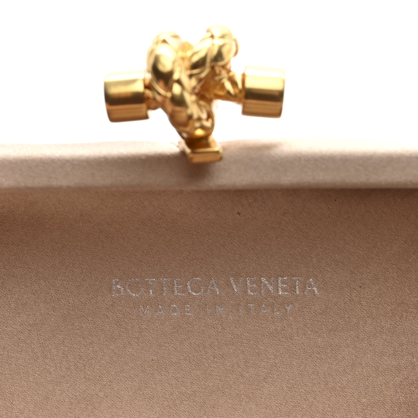 Satin Intrecciato Knot Clutch Nude