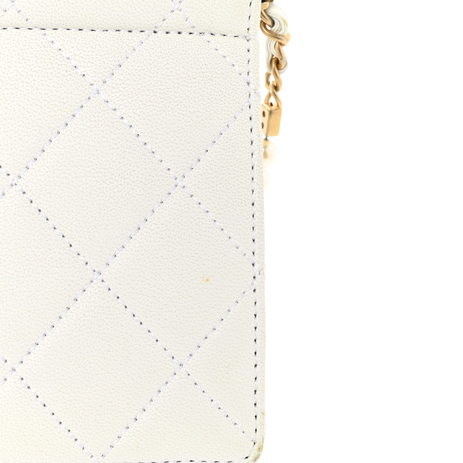 Chanel Lambskin Quilted Large Pearl Chain Flap Bag White 13 of 13