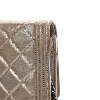 Chanel Metallic Calfskin Quilted Boy Wallet On Chain WOC Gold 14 of 18