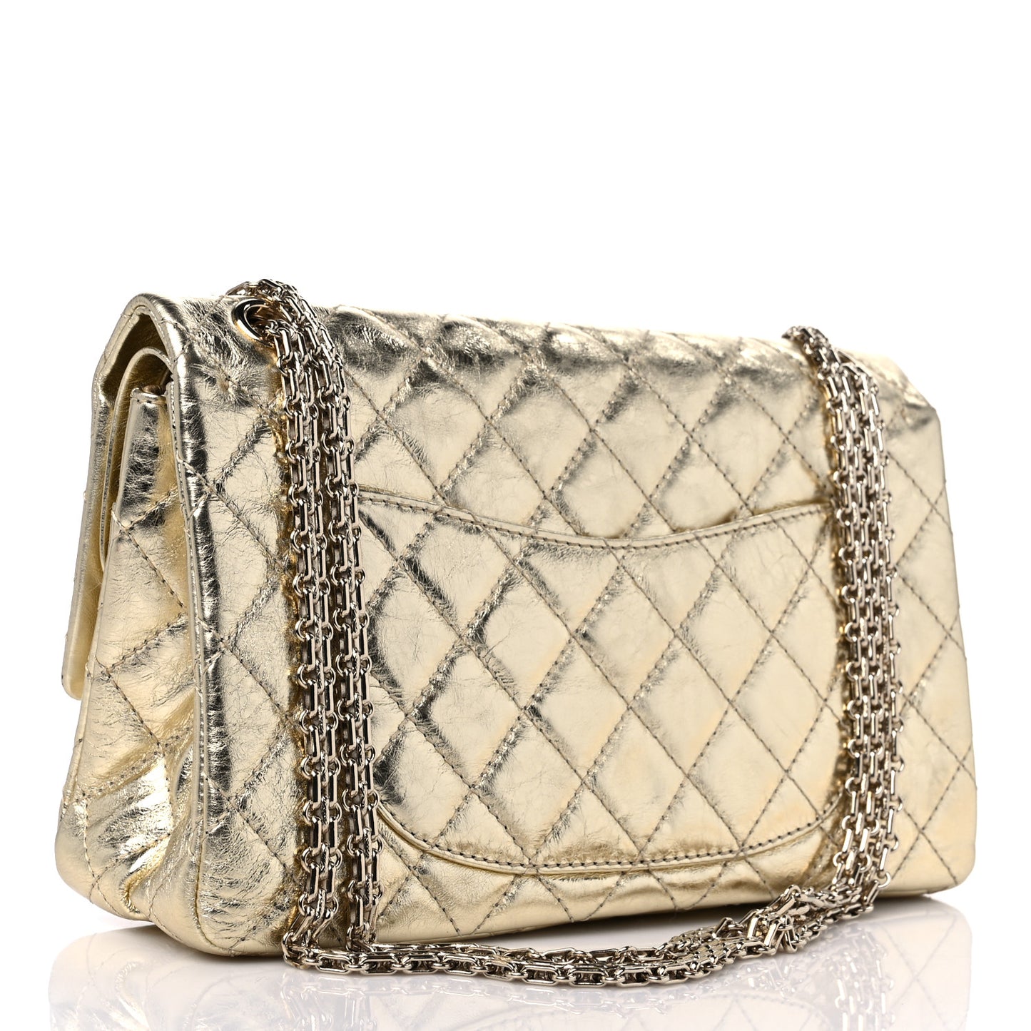 Metallic Aged Calfskin Quilted 2.55 Reissue 226 Flap Gold