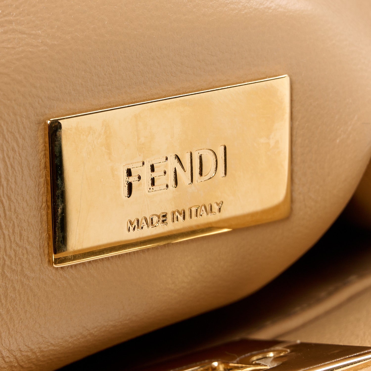Fendi Shearling Nappa Macro FF 1974 Mini Peekaboo Iconic Satchel White Ice Cuoio Miele Scuro 8 of 11