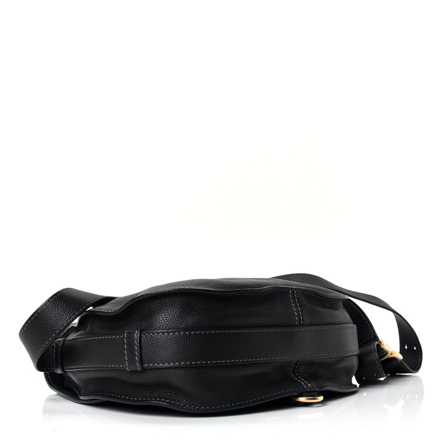Calfskin Medium Marcie Round Crossbody Bag Black