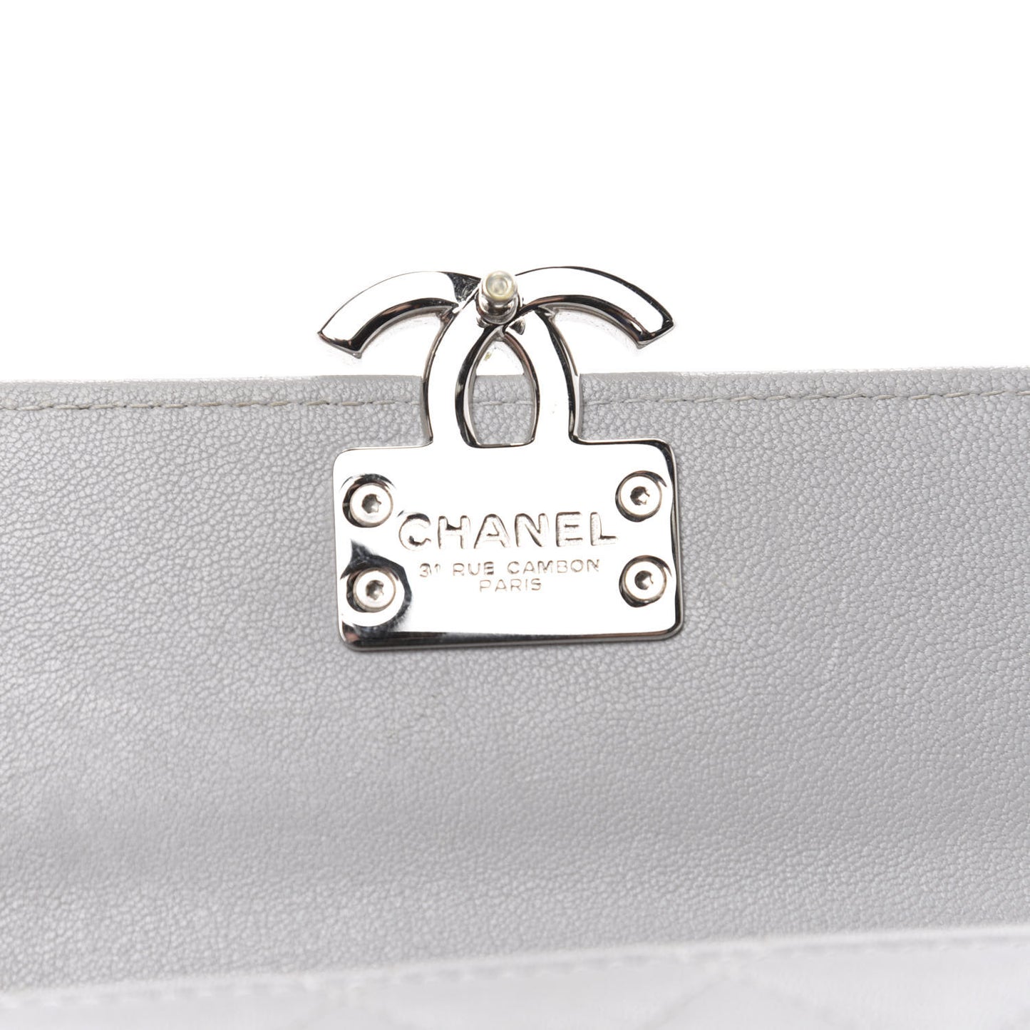 Lambskin Quilted CC Box Flap Wallet Grey