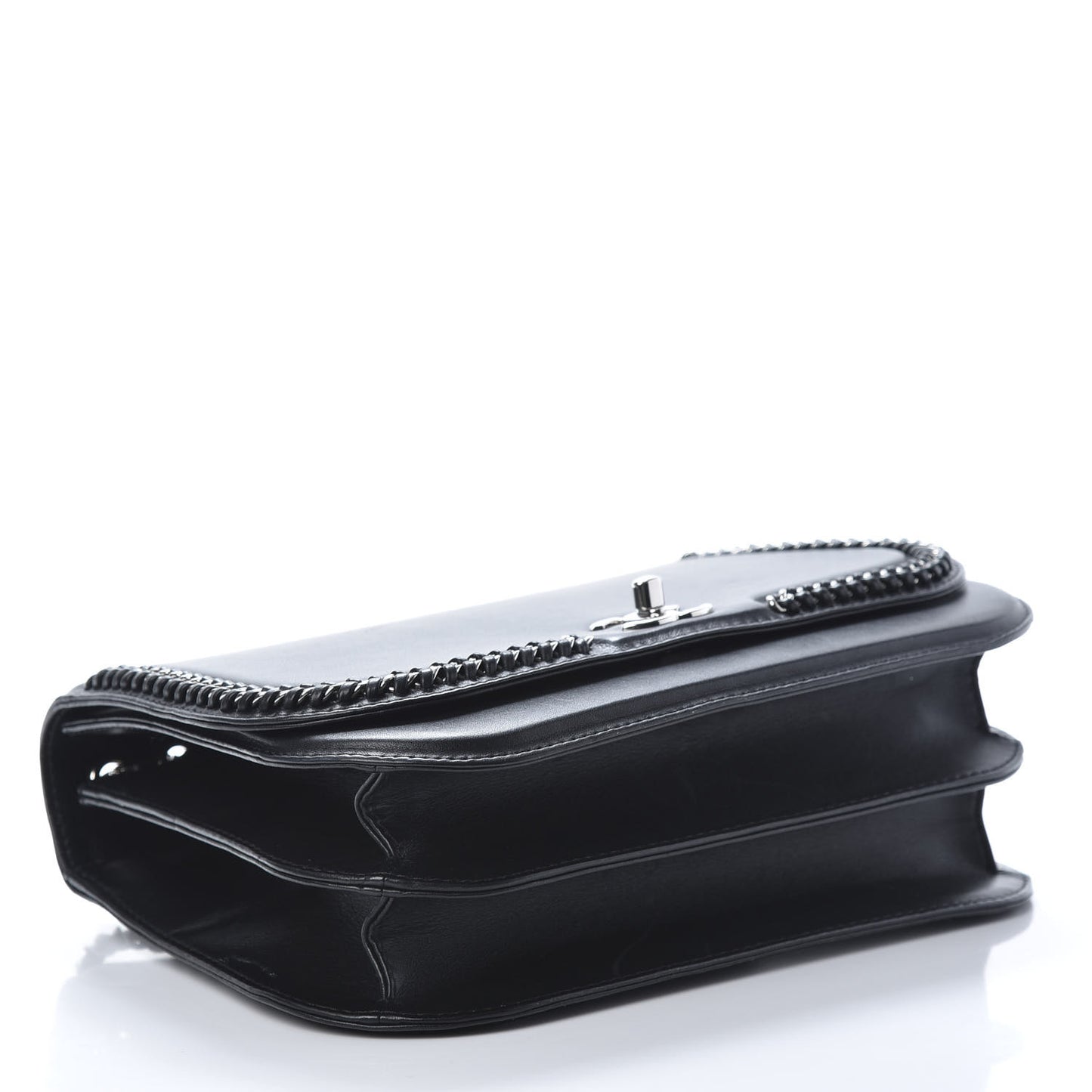 Calfskin Medium Braided Chic Flap Black