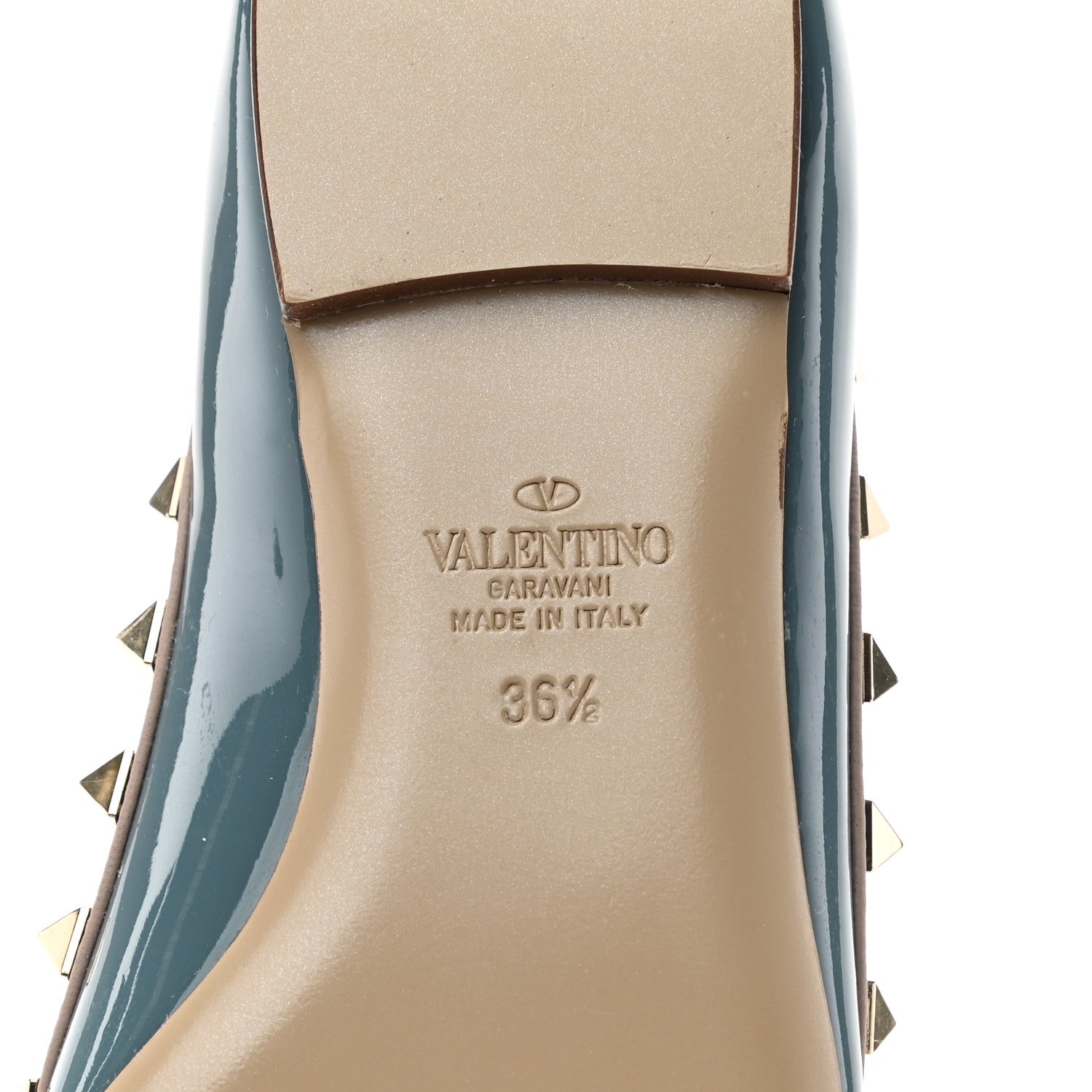 Valentino Garavani Patent Calfskin Rockstud Ballerina Flats 36.5 Amadeus Poudre 8 of 9
