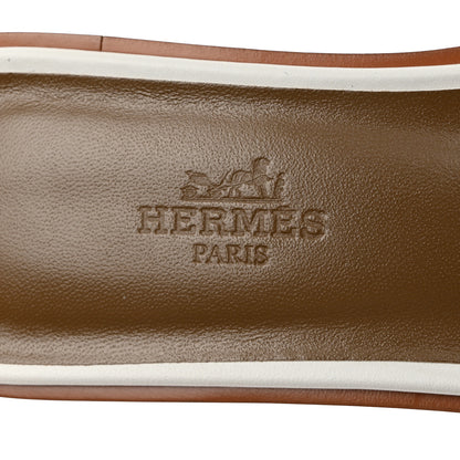 Hermes Box Calfskin Oran Sandals 36.5 White 6 of 9