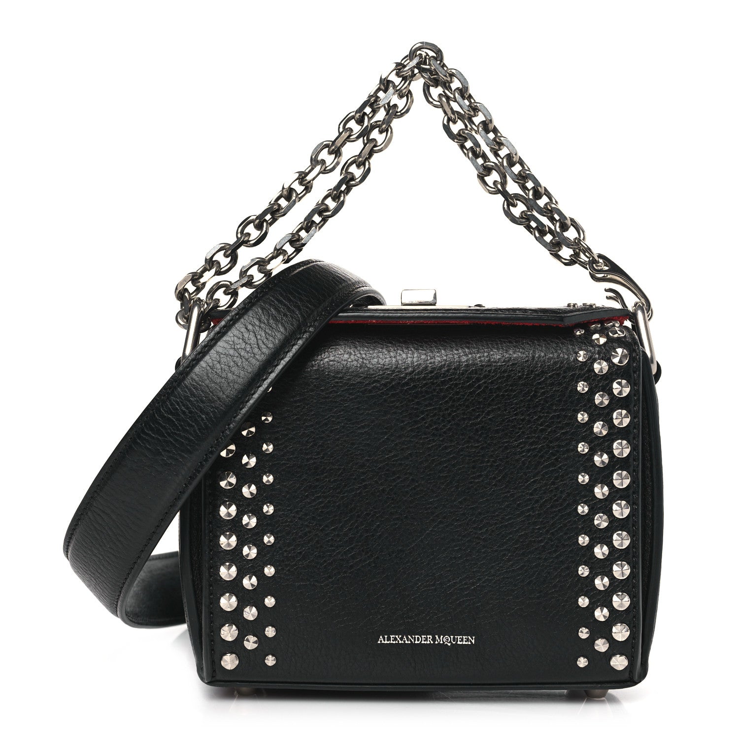 Alexander McQueen Grained Calfskin Studded Box Shoulder Bag 16 Black 1 of 8