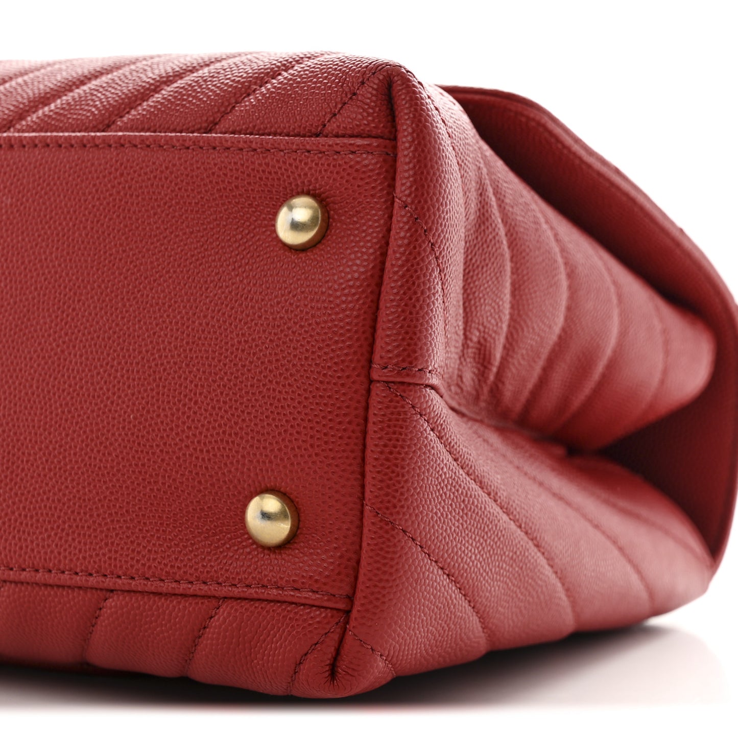 Caviar Chevron Quilted Small Coco Handle Flap Red