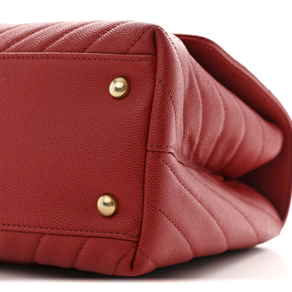Chanel Caviar Chevron Quilted Small Coco Handle Flap Red 11 of 11