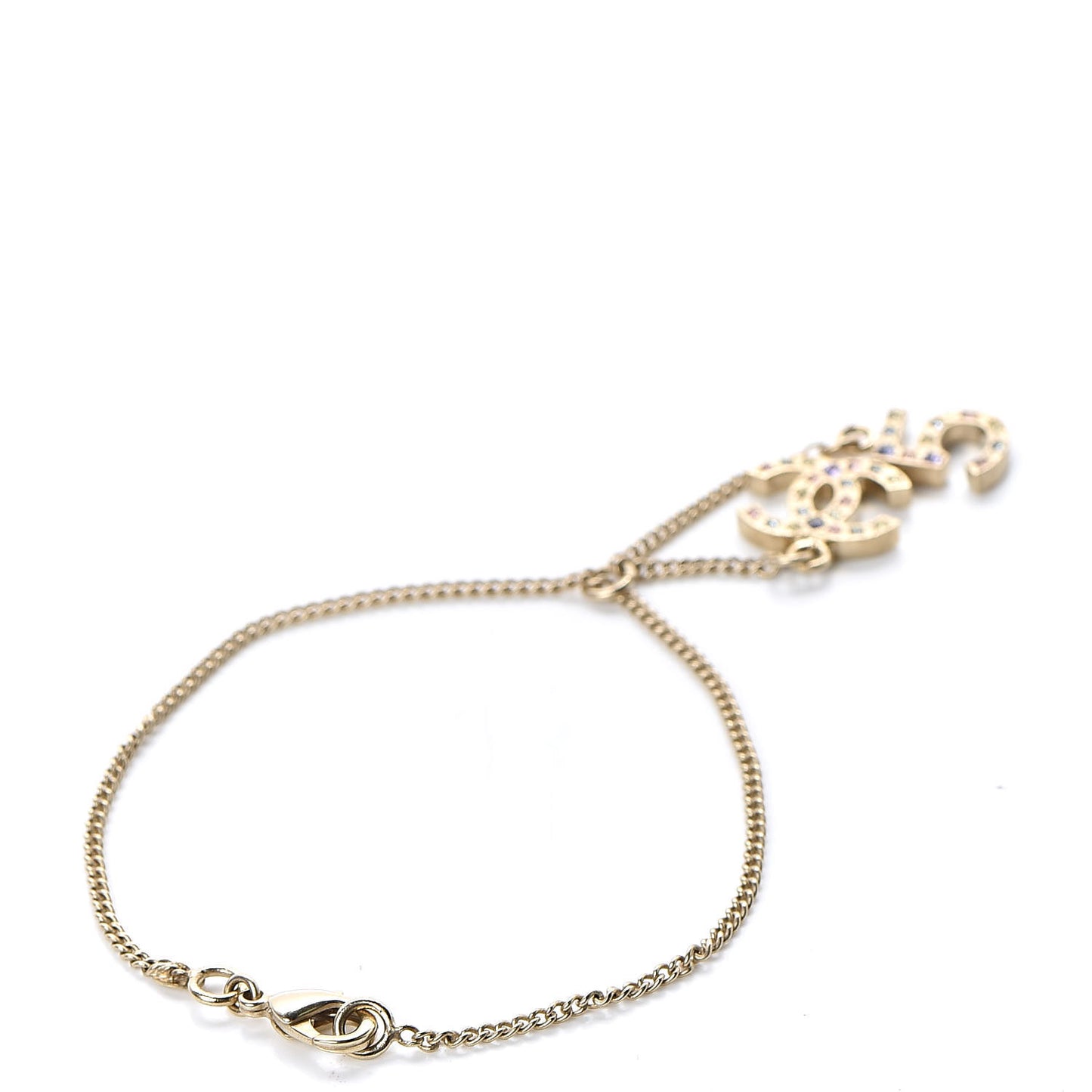 Crystal Chain CC No 5 Charm Bracelet Gold Multicolor