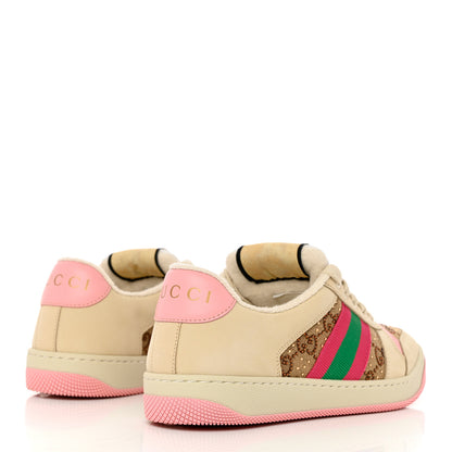 Gucci New GG Monogram Nubuck Web Crystal Embellished Womens Screener Sneakers 36.5 Camel Ebony Wild Rose 4 of 9