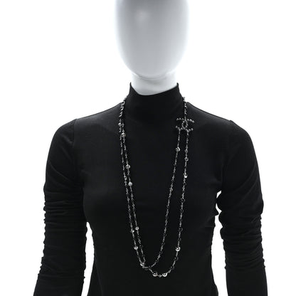 Chanel Beaded Crystal CC Long Necklace Black 2 of 5