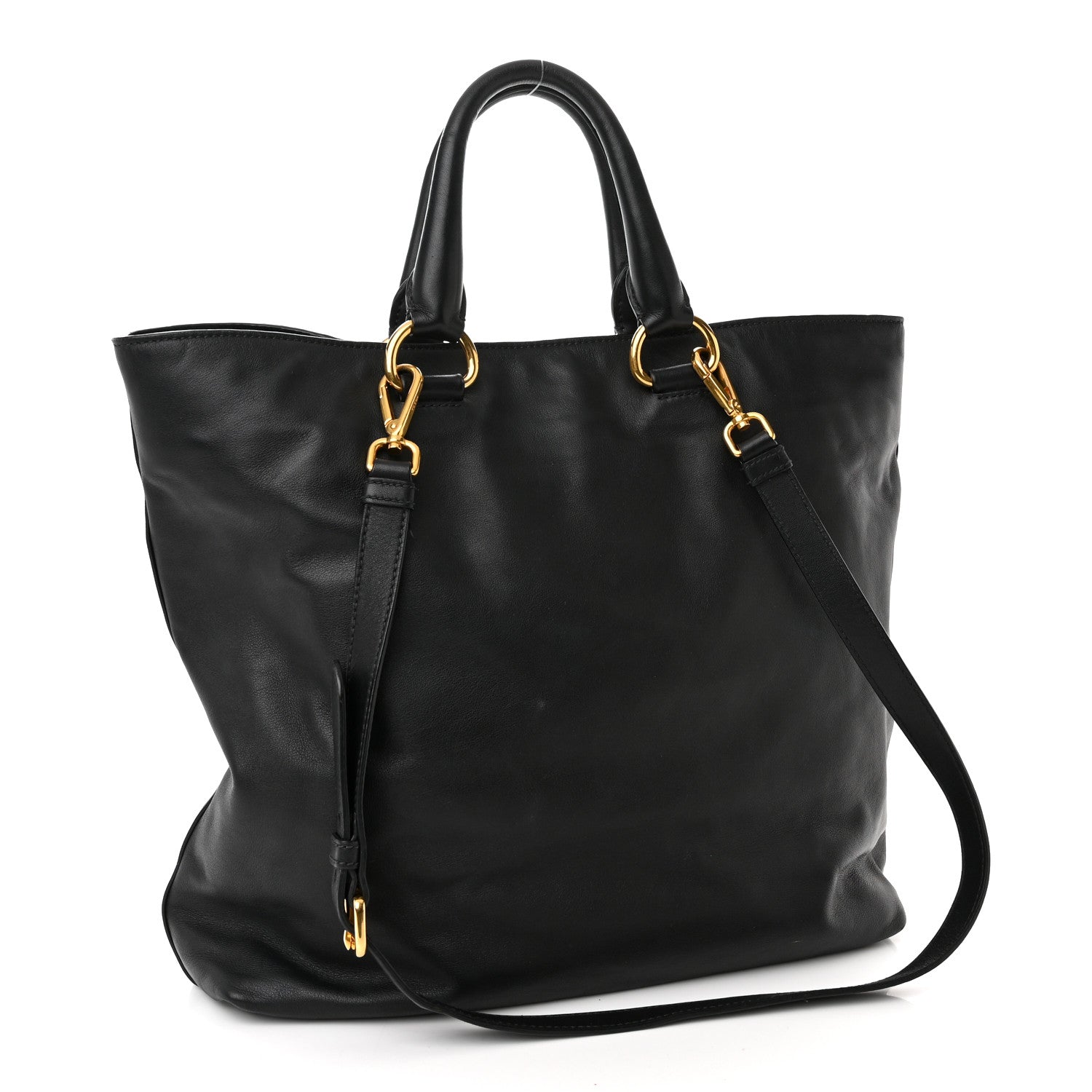 Prada Soft Calf Shopping Tote Black 3 of 15