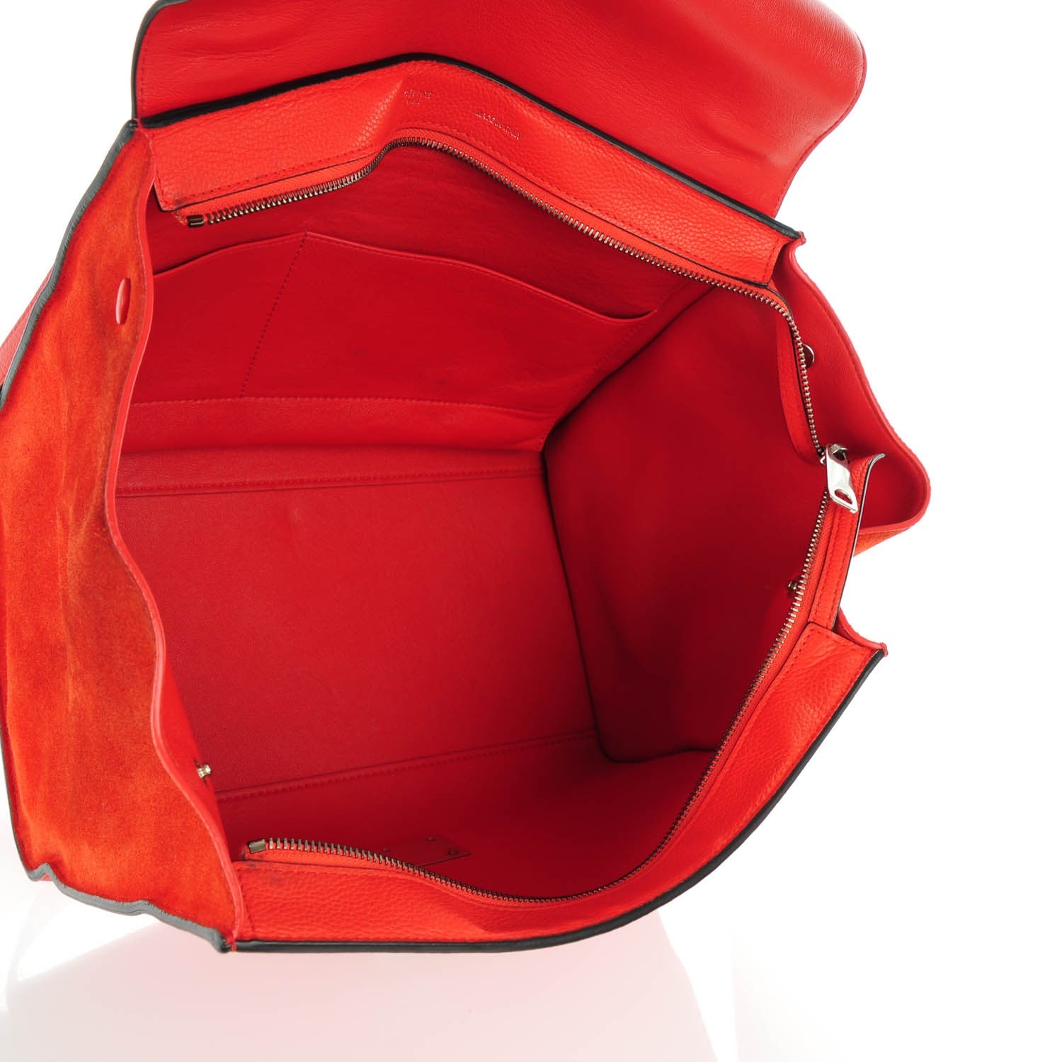Celine Drummed Calfskin Suede Medium Trapeze Vermillion 5 of 8